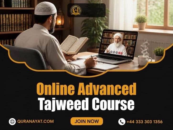 Student studying advanced Tajweed rules with an online teacher