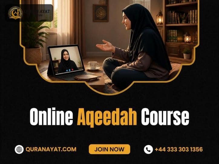 Muslim woman learning Aqeedah online with a female teacher